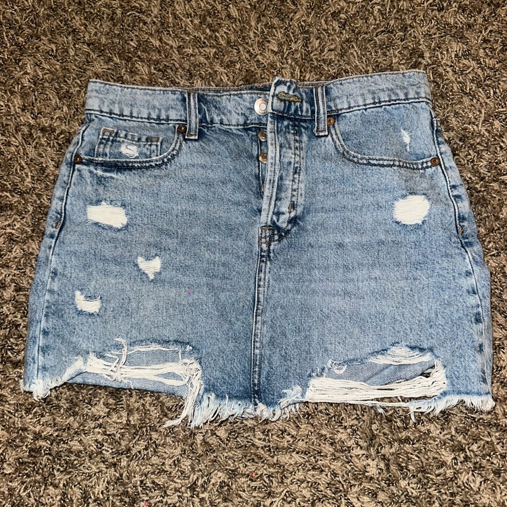 Aeropostale Light Blue Distressed Mini Skirt